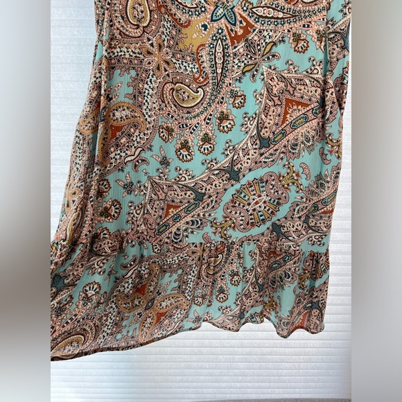 Cynthia Rowley size 10 -Boho Paisley Dress - fully lined - Teal/Beige/Pink - Picture 5 of 8